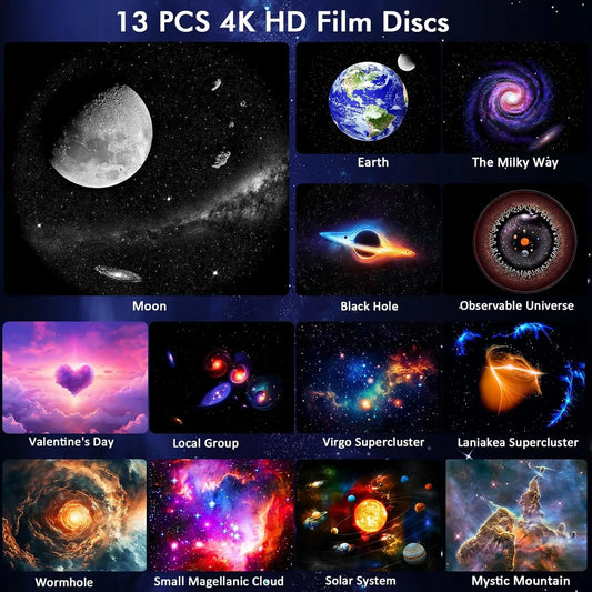 13-in-1 Star Projector Pro 360° Rotating HD Galaxy Projector Pro, with Remote Control White Noise Function, Bluetooth Speaker