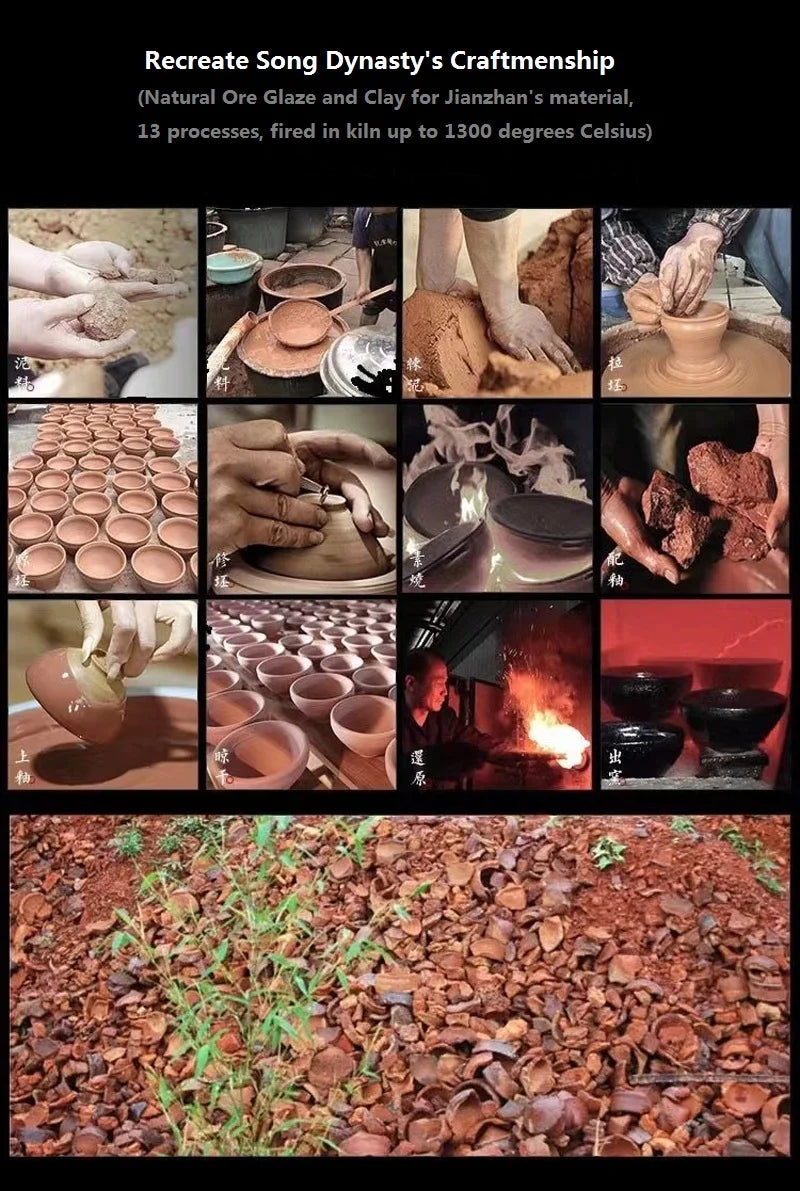 Jianzhan 340ml Tenmokus Teapot Chinese Ancient Style Craft Ceramic Tea Pot Natural oilspot Glaze intangible cultural heritage