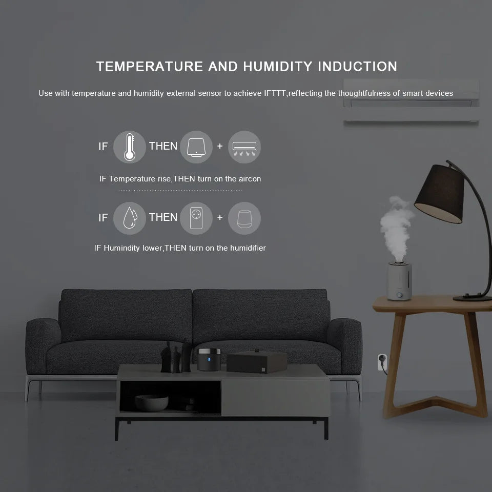 Broadlink RM4 mini Temperature Humidity Sensor WiFi IR Remote Controller for Air conditioning TV set-top Box Work with Alexa