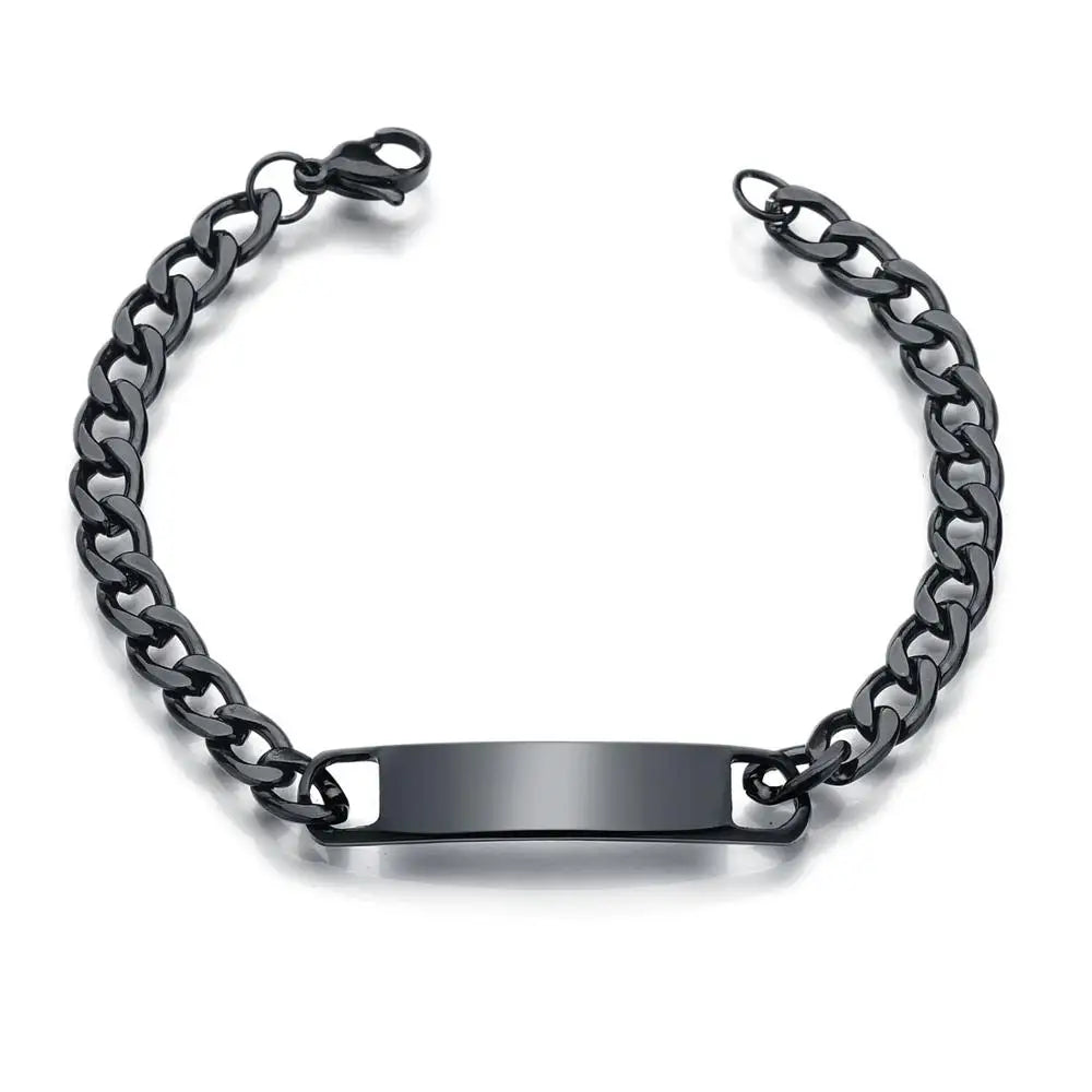 Stainless Steel Engrave Name Bracelet For Men Personalized Nameplate Date DIY Bracelets For Male Boy Jewelry Birthday Gift