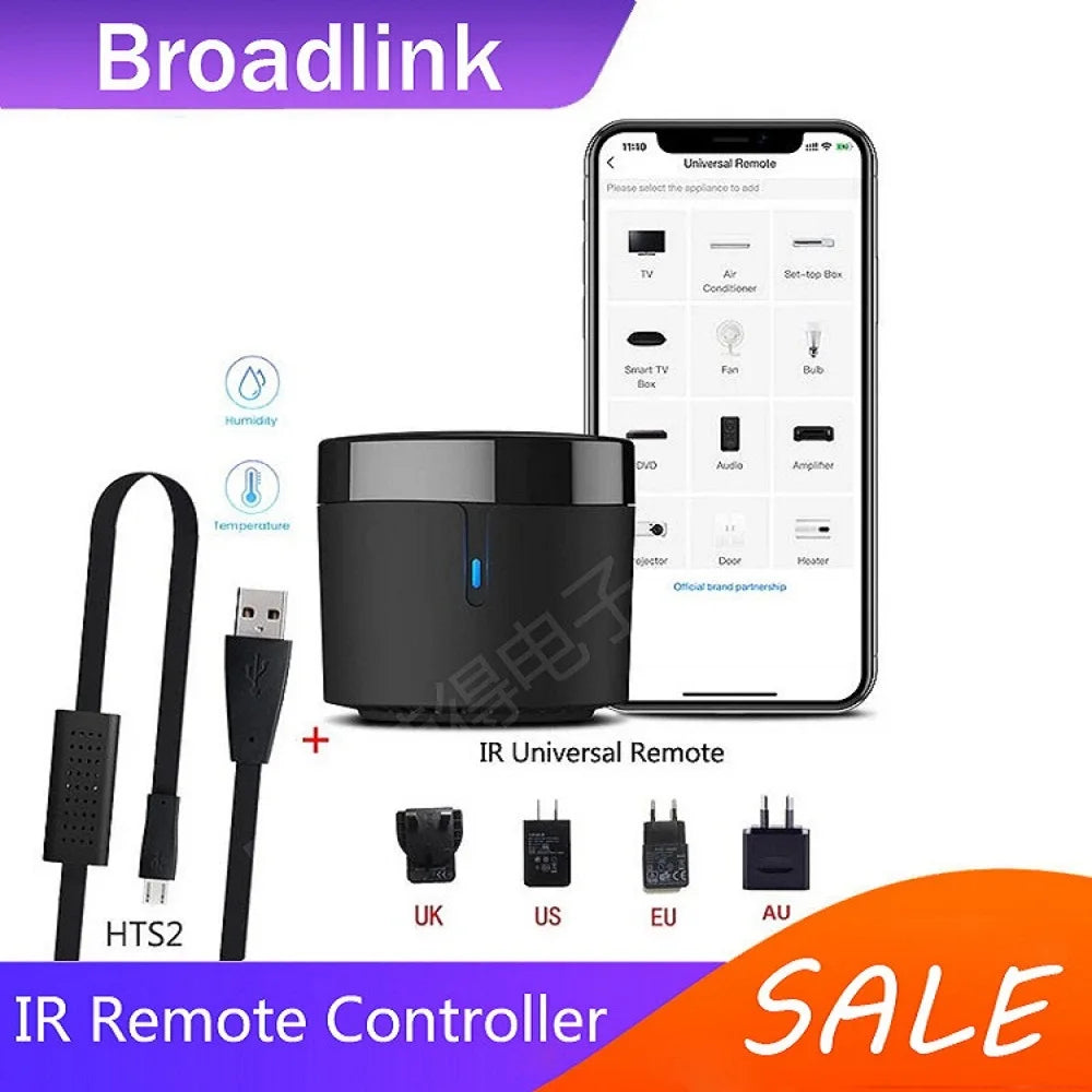 Broadlink RM4 mini Temperature Humidity Sensor WiFi IR Remote Controller for Air conditioning TV set-top Box Work with Alexa