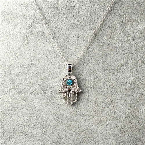 1PC Turkish Crystal Evil Eye Hand Hamsa Pendant Necklace Womens Color Jewelry Hollow Out Clavicle Link Chains