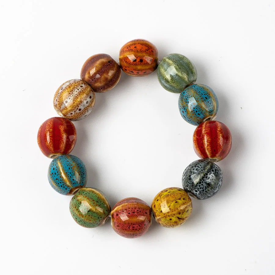 Colorful Unique Ceramic Ball beads bracelets hand made DIY Artware Retro bracelet Jewelery wholesale #FY368