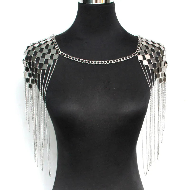 MANILAI Bohemian Punk Statement Necklaces Collar Shoulder Chain Long Necklaces & Pendants Women Sexy Statement Body Jewelry