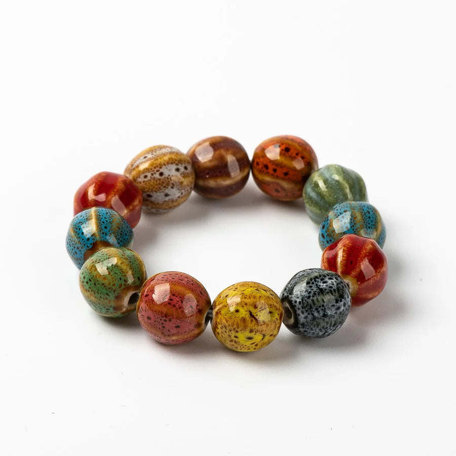 Colorful Unique Ceramic Ball beads bracelets hand made DIY Artware Retro bracelet Jewelery wholesale #FY368