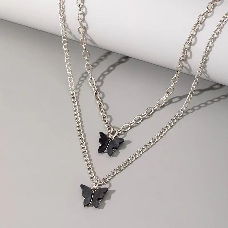 Fashion Trend Unique Design Elegant Delicate Light Luxury Zircon Butterfly Necklace For Women Jewelry Wedding Party Premium Gift