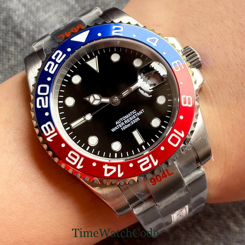 Sterile Men's Watch 40mm Genuine NH35 Automatic Movement 10ATM Water Resist Sapphire Glass Black Dial Date 316L Oyster Bracelet