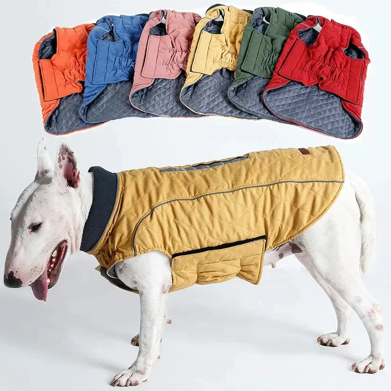 Pet Retro Thickened Warm Dog Clothes Fall and Winter Reflective Dog Jacket Undershirt Pet Sports Training Clothes