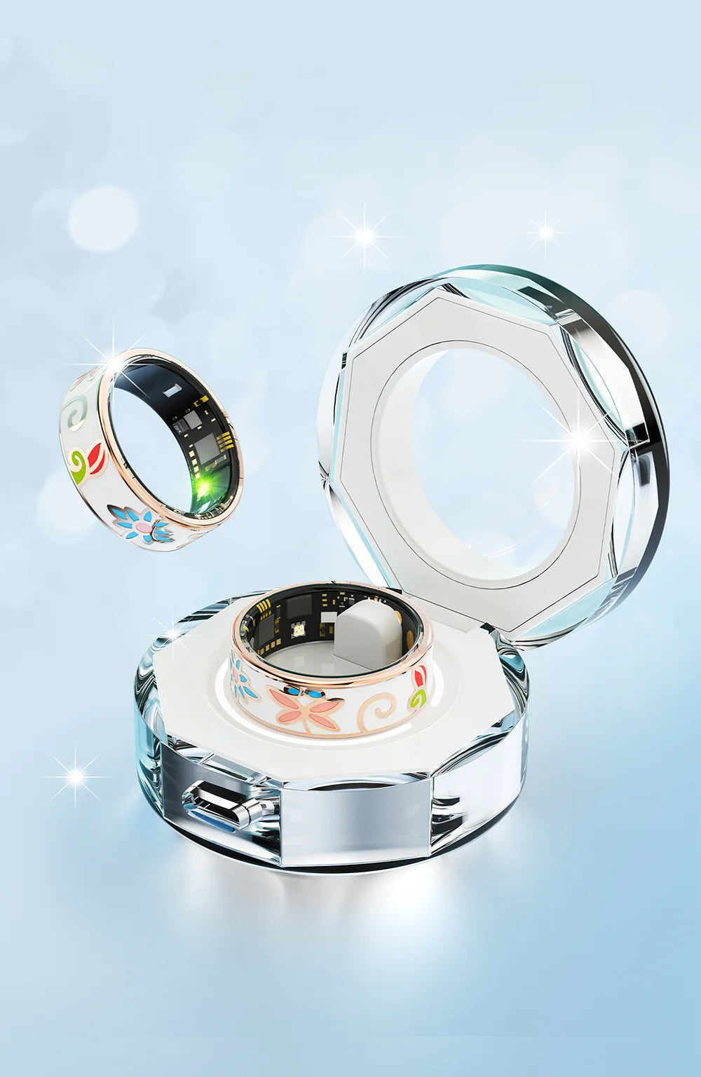 Color Enamels Craftsmanship Smart Ring for Women Sleep Monitoring Blood Oxygen Measurement Blood Pressure Multi-sports Modes