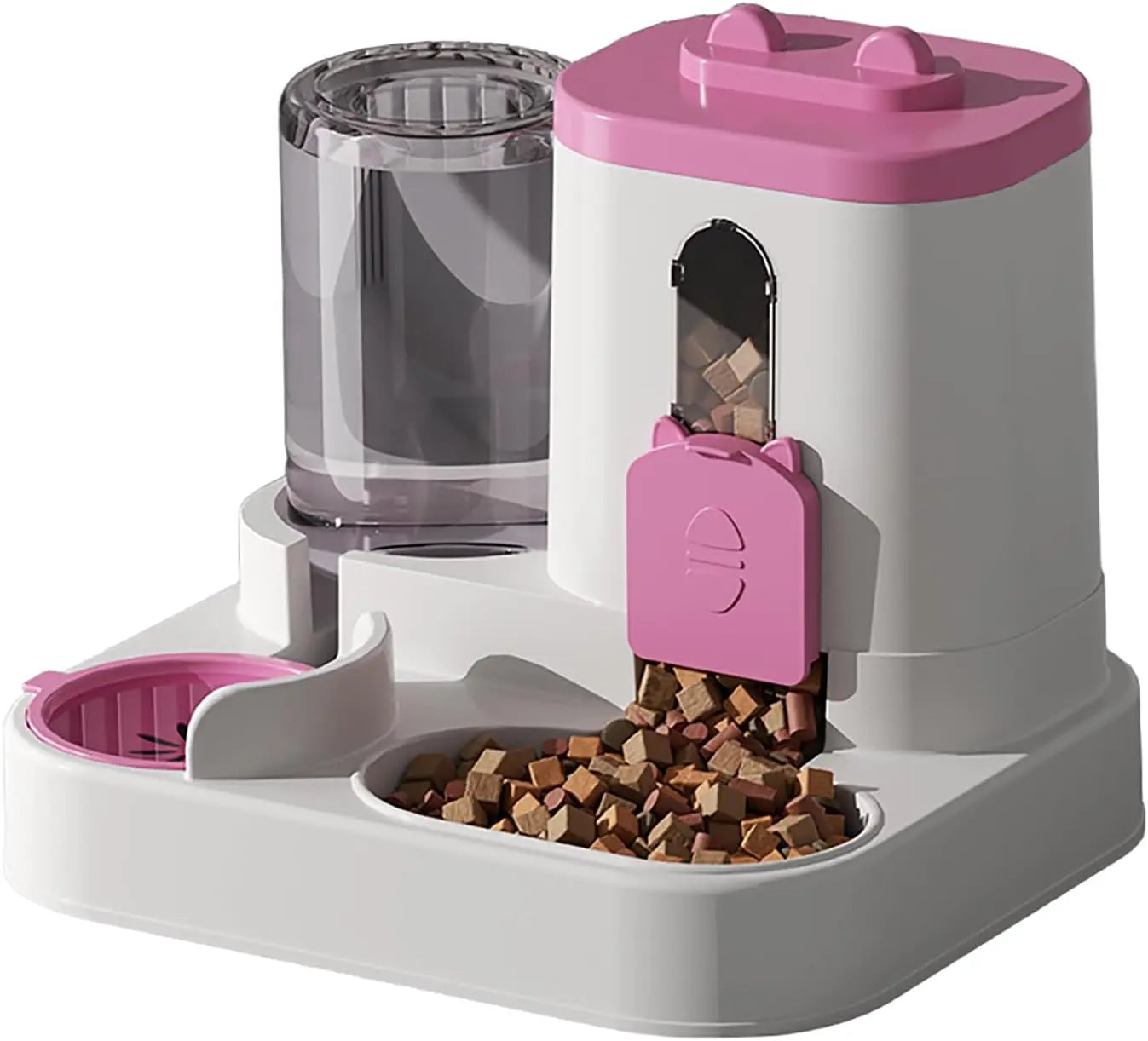 1.6L+0.8L Automatic Pet Feeder and Water Dispenser Combination Large Capacity Wet and Dry Separation Design Cat Dog Food Bowl