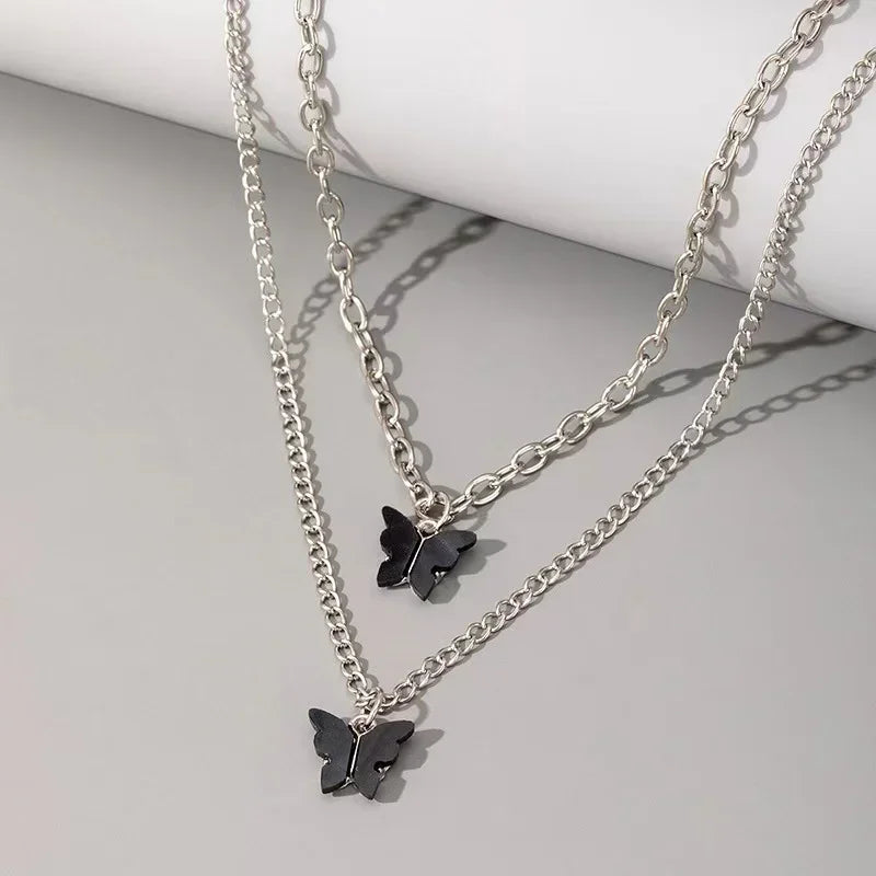 New Black Crystal Beaded Double Layer Necklace for Women Personalized Fashionable Daily Accessories Party Jewelry Birthday Gifts