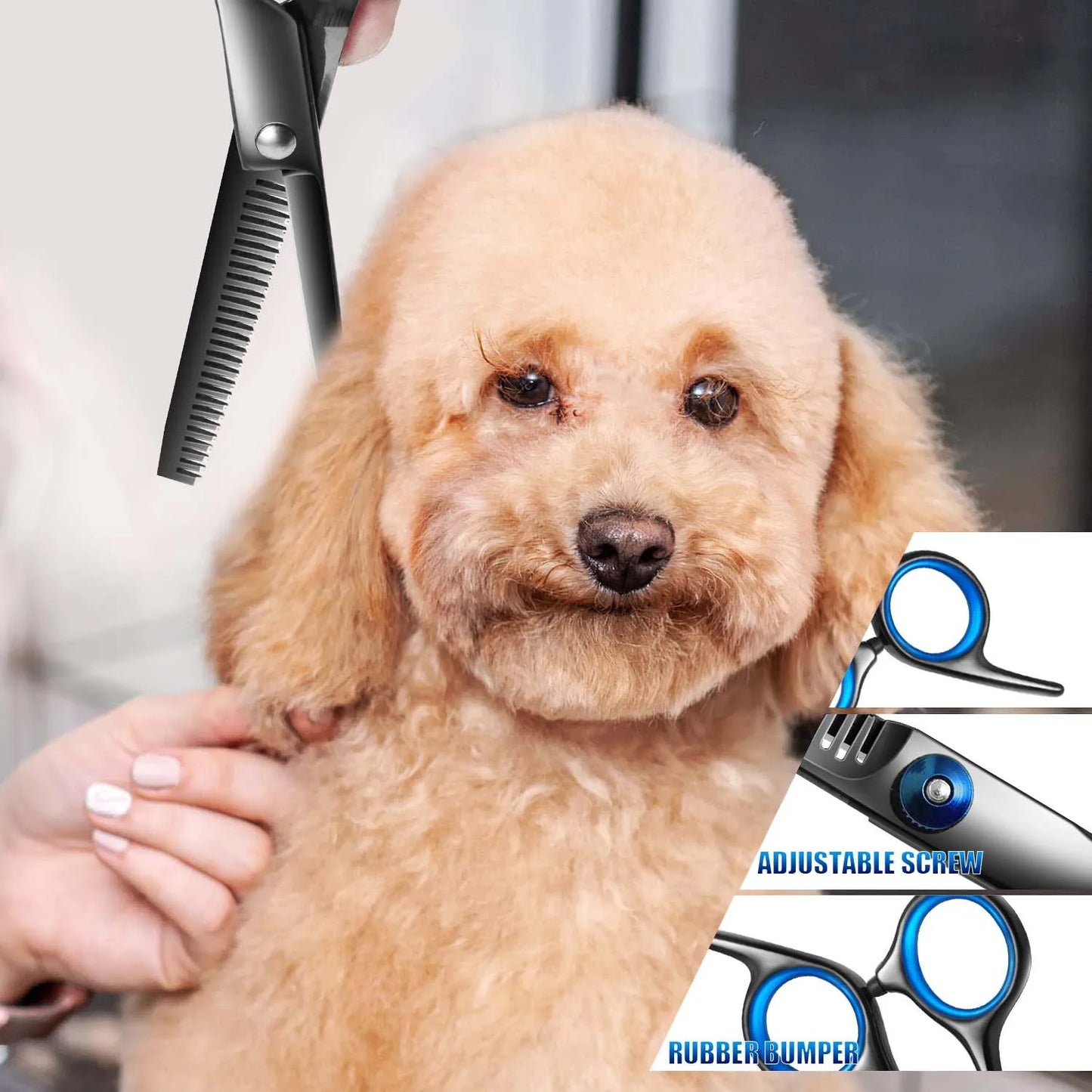 Safty Pet Grooming Scissors Round Head Professional Stainless Steel Dog Hair Scissors Pets Shears Animal Cutting Portable Set