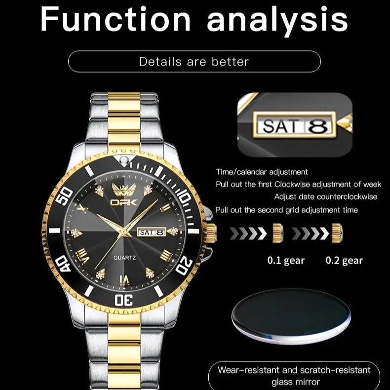 OPK 8171 Men Watch Luxury Brand Original Men Quartz Watch Fashion Simple Stainless Steel Waterproof Luminous Dual Calendar Watch