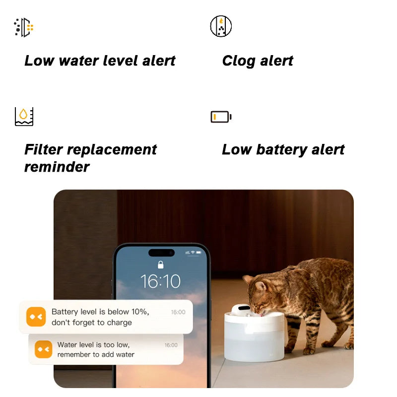 Hiigge Cat Water Fountain SE 70mai Wireless Automatic Pet Drinker for Dog Cats Water Dispenser with data analysis