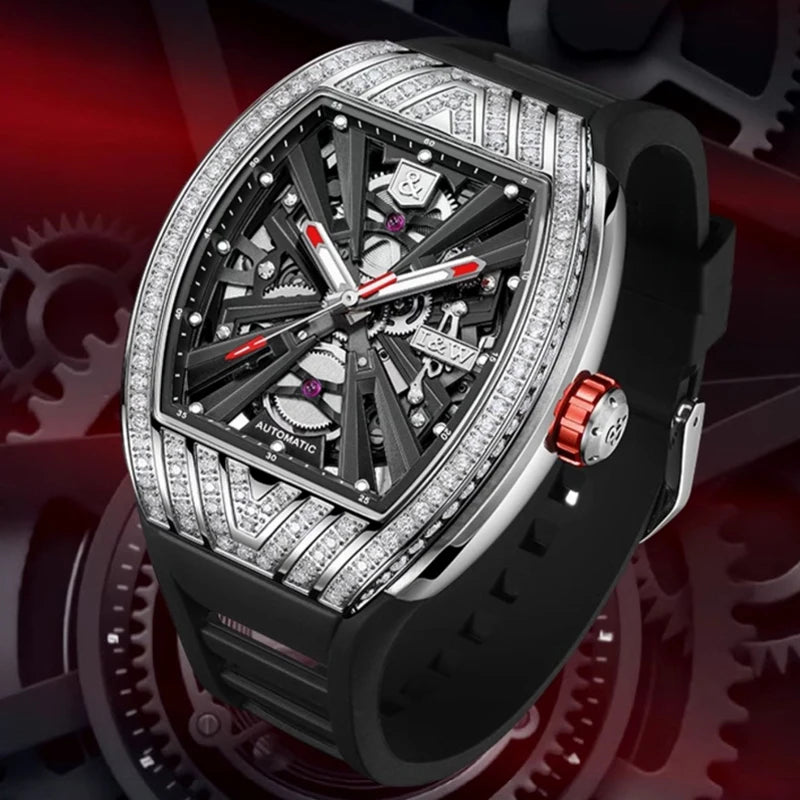 Carnival Brand IW High End Series Fashion Tonneau Dial Mechanical Watch Men 50M Waterproof Luxury Imported Movement Mens Watches