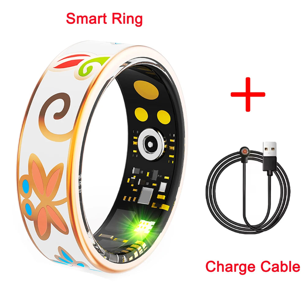 Color Enamels Craftsmanship Smart Ring for Women Sleep Monitoring Blood Oxygen Measurement Blood Pressure Multi-sports Modes