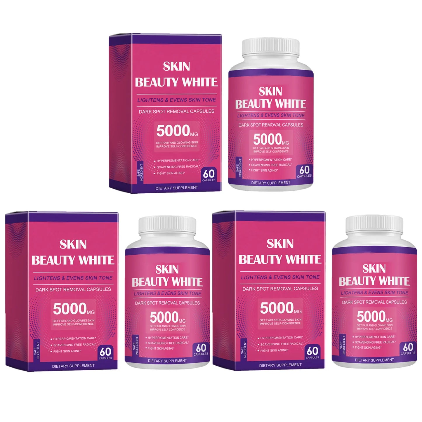 5000mg Glutathione Collagen Antioxidant Brightening Capsules, Remove Spots Wrinkle, Anti-Aging,Skin Care Quick Whitening