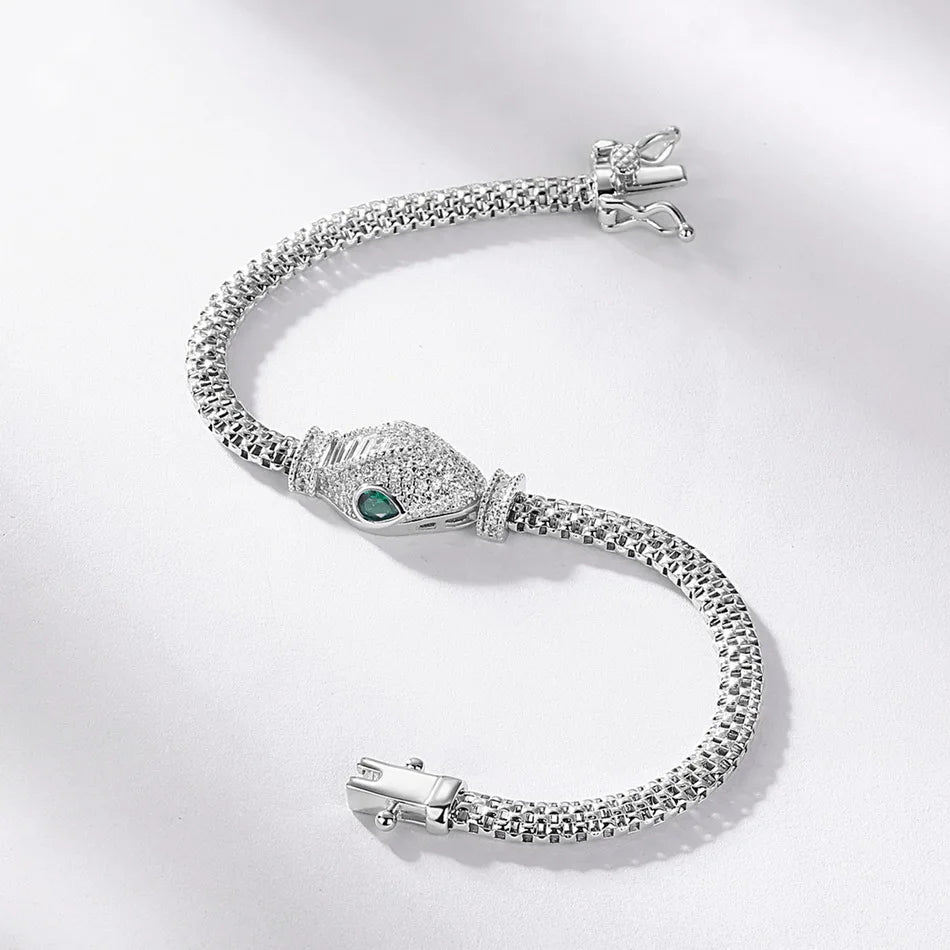 ALLNOEL 100% 925 Silver Bracelet For Women Hollow Leopard Head Panther Snake New Year Gifts Hip Hop Animal Jewelry Wholesale