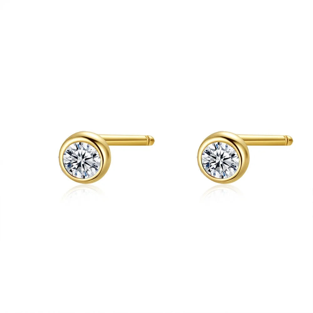 CKT 0.1ct/0.5ct Diamond Stud Earrings for Women's Bubble Earrings 18K Gold Wedding D Color Moissanite Gift Fine Jewelry