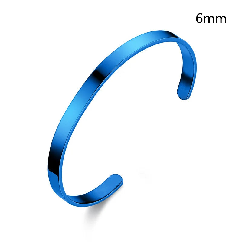 Hot sell 6/8mm Glossy Stainless Steel Personalized Bracelets for Women Lover Double Side Engraved Custom Family Name Cuff Gifts