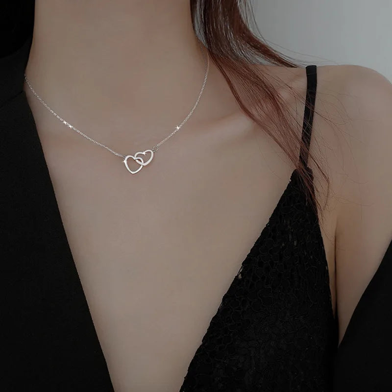 Sweet Kpop Colored Zircon Square Rhinestone Pendant Necklace For Women Y2K Korean Fashion Hoop Metal Choker Collar Jewelry Gift