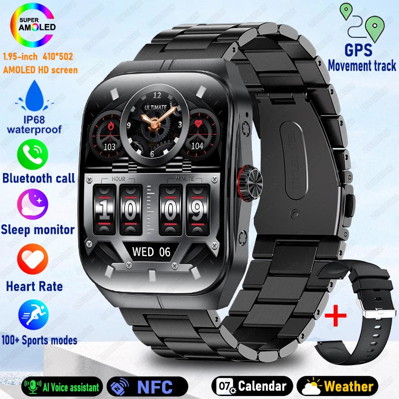 2025 New For OPPO Men Smart Watch Bluetooth Call Sports Watch Heart Rate NFC Waterproof Sports Women Smart Watch For Android iOS