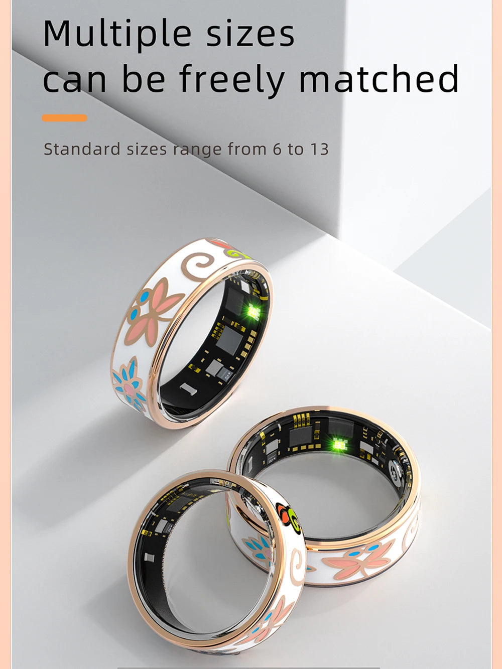 Color Enamels Craftsmanship Smart Ring for Women Sleep Monitoring Blood Oxygen Measurement Blood Pressure Multi-sports Modes