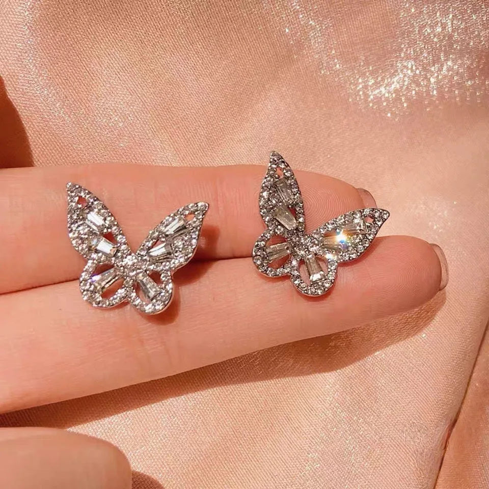 New Fashion Trend Unique Design Elegant Delicate Butterfly Zircon Earrings Women High Jewelery Wedding Party Gifts