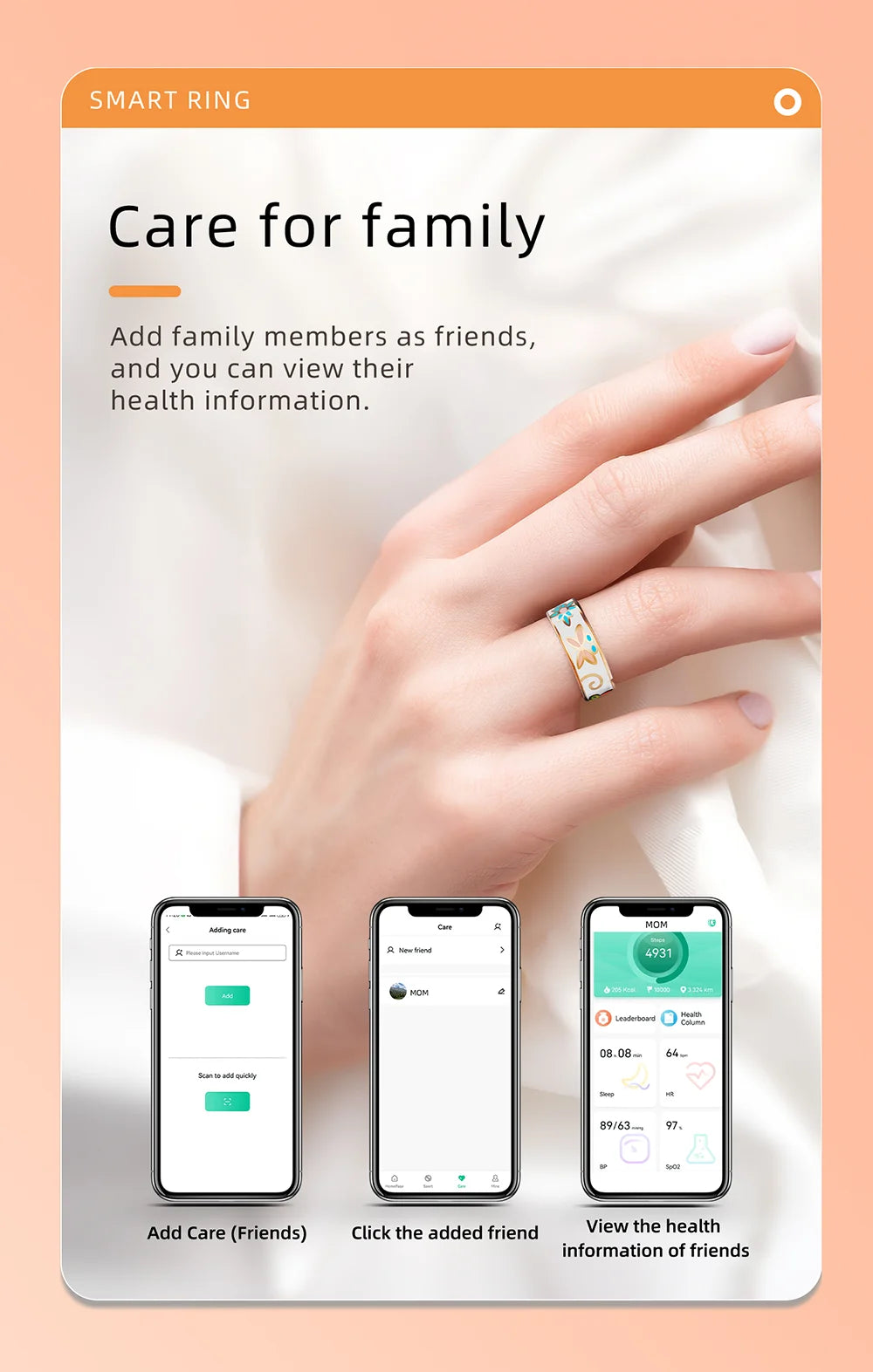 Color Enamels Craftsmanship Smart Ring for Women Sleep Monitoring Blood Oxygen Measurement Blood Pressure Multi-sports Modes