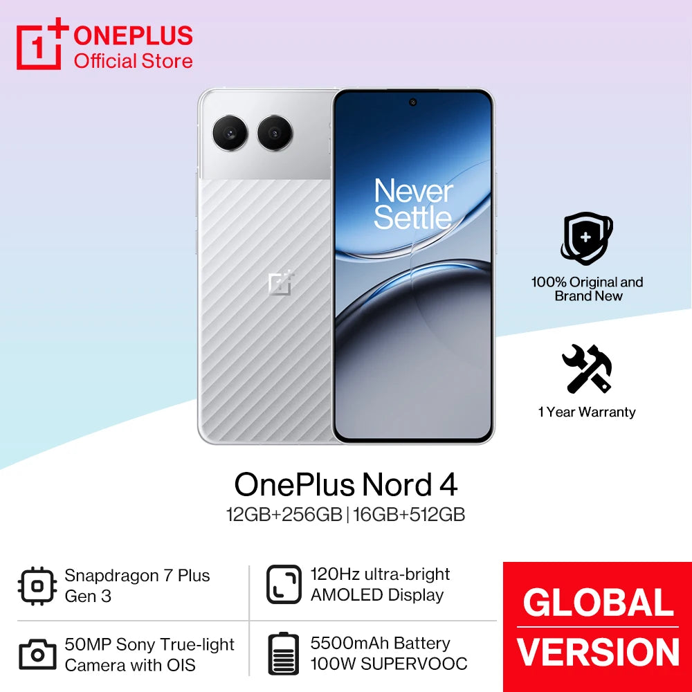 World Premiere OnePlus Nord 4 Global Version Snapdragon 7 Plus Gen 3 Sony 50MP Main Camera 5500mAh Battery 100W SUPERVOOC Charge