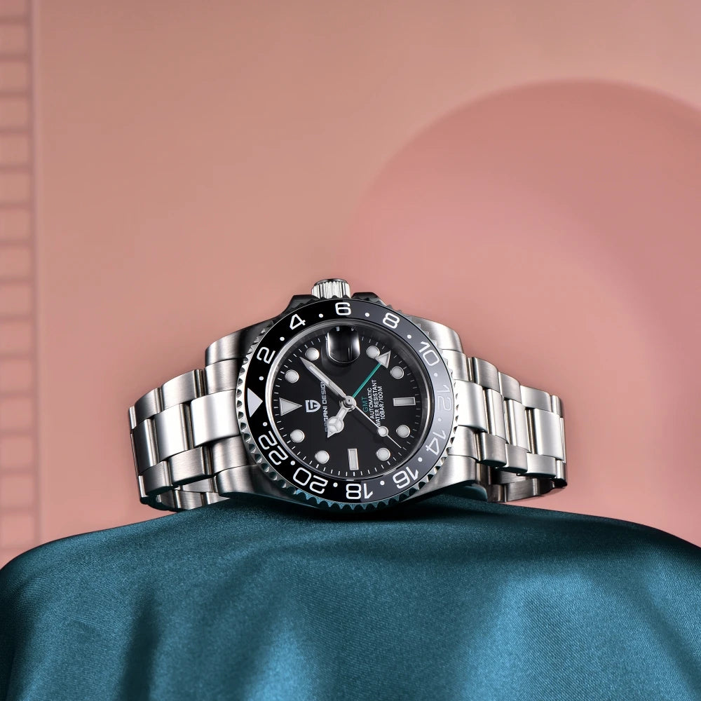 PAGANI DESIGN 2024 40MM GMT Mechanical Wristwatch Sapphire Ceramic Bezel Automatic Watch Stainless Steel 100M Waterproof Watch