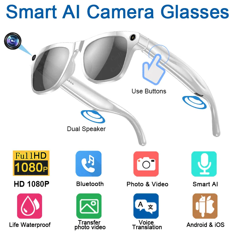 Xiaomi 4K HD AI Smart Glasses Chat GPT 100MP Camera Bluetooth Call 260Mah Battery Voice Assistant Control Smart Glasses 2025