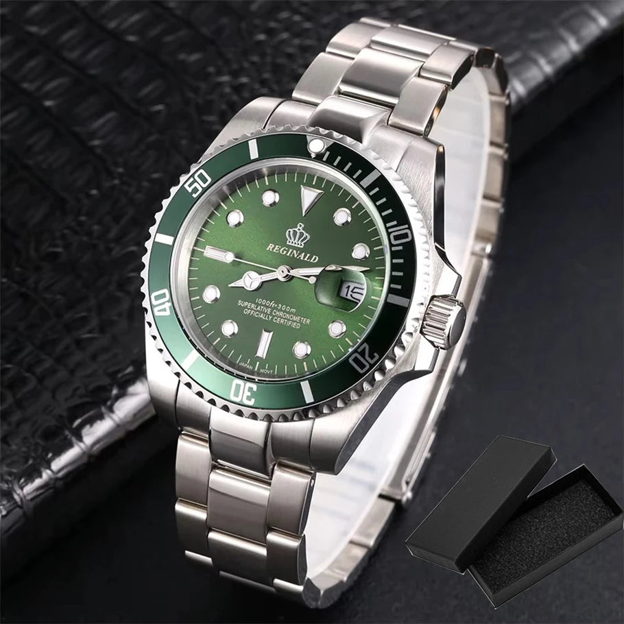 Fashion Man Watch 2022 Top Brand Reginald Men Sports Watches Rotatable Bezel Gmt Sapphire Glass Date Full Stainless Steel Gifts