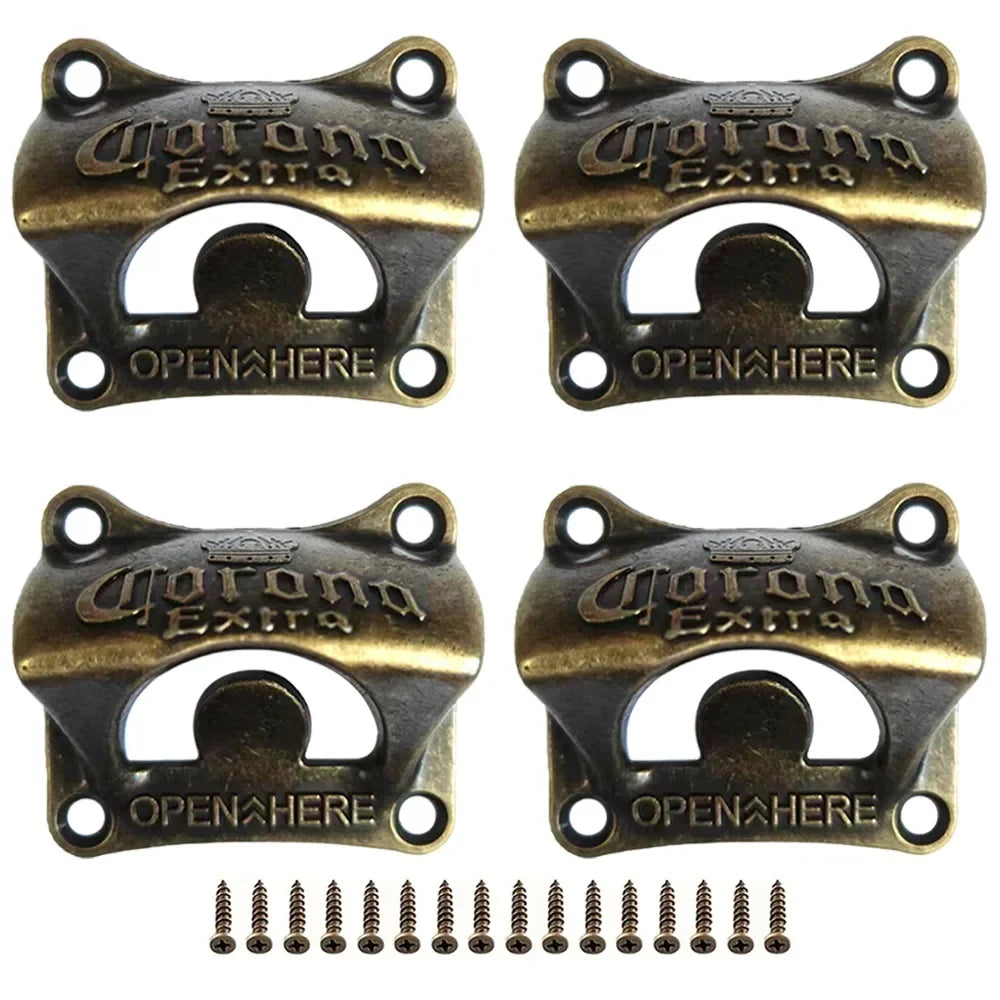 1/2/4/8pcs Bottle Opener Wall Mounted Retro BBQ DIY Solid Beer Opener Tools Bar Decorative Beer Opener Kitchen Gadgets