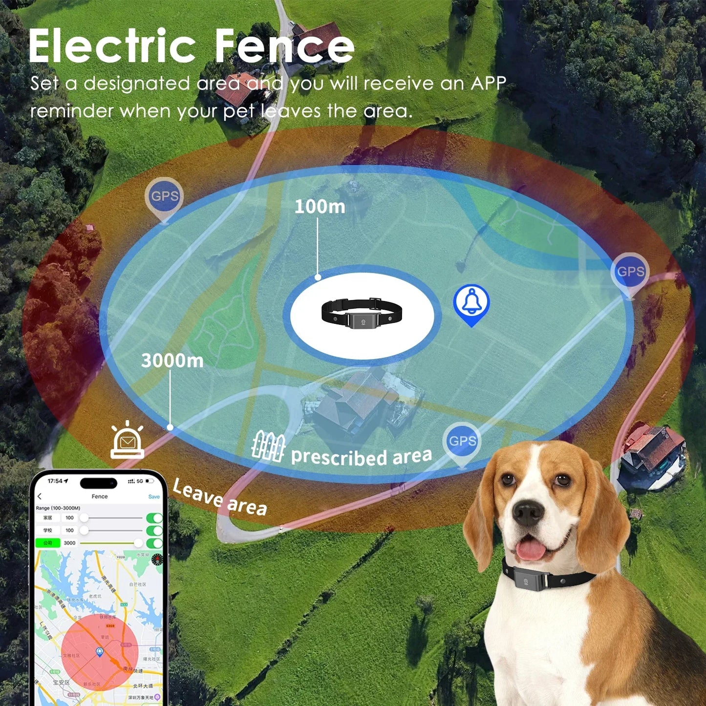 4G GPS Pet Tracker for Dogs Cats Waterproof GPS WIFI Location & Smart Activity Tracker Fashionable neck collar for iOS Android