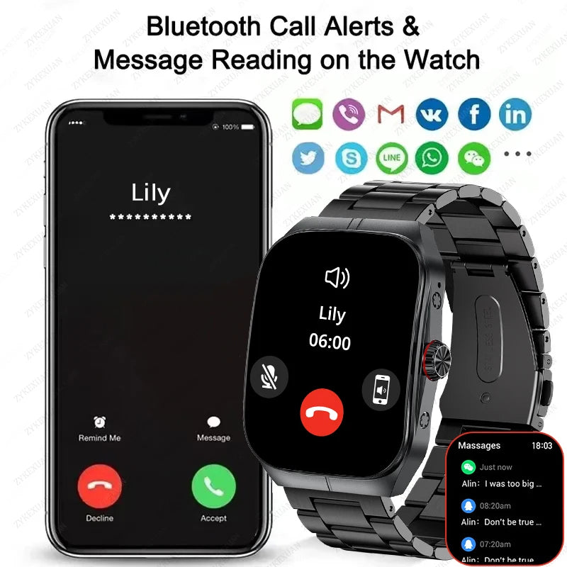 2025 New For OPPO Men Smart Watch Bluetooth Call Sports Watch Heart Rate NFC Waterproof Sports Women Smart Watch For Android iOS