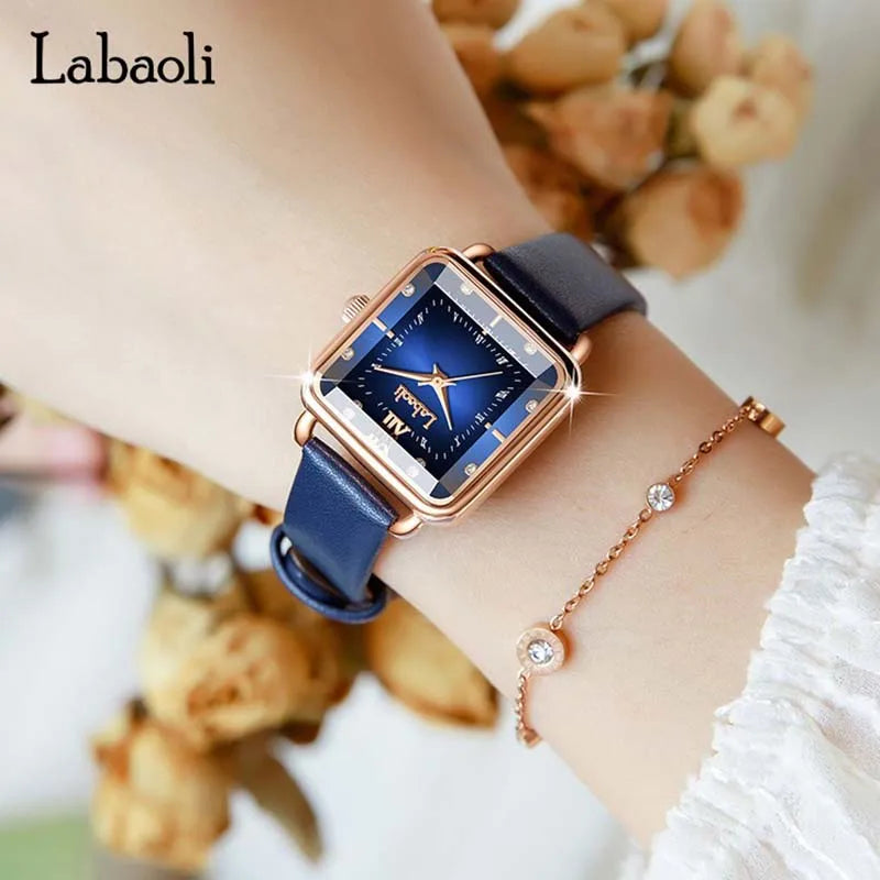 Women Watches Fashion Green Square Leather Quartz Watch High-Quality Luxury Waterproof Ladies Wristwatch Girlfriend Gift