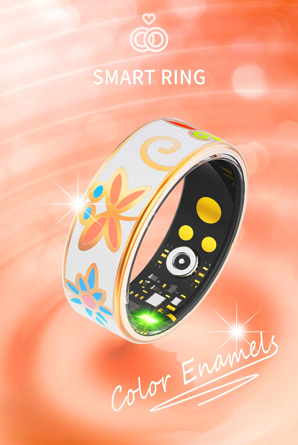 Color Enamels Craftsmanship Smart Ring for Women Sleep Monitoring Blood Oxygen Measurement Blood Pressure Multi-sports Modes