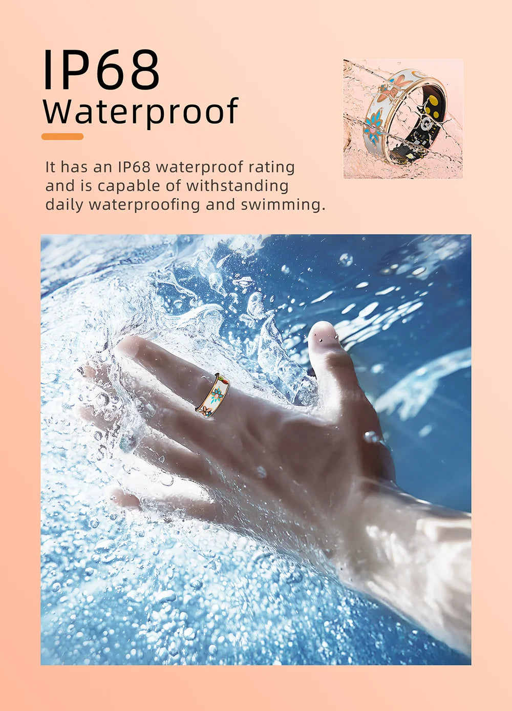 Color Enamels Craftsmanship Smart Ring for Women Sleep Monitoring Blood Oxygen Measurement Blood Pressure Multi-sports Modes