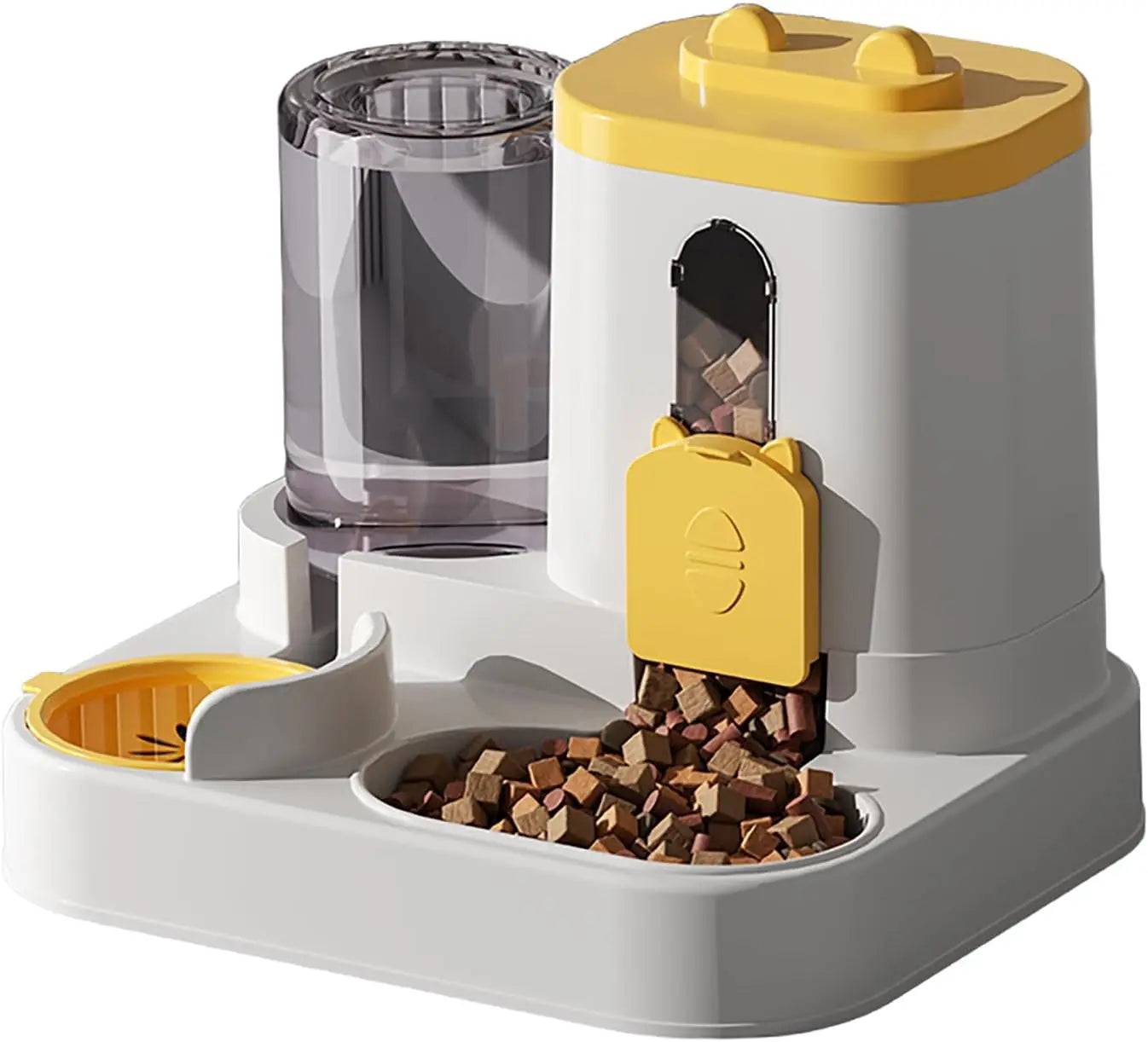 1.6L+0.8L Automatic Pet Feeder and Water Dispenser Combination Large Capacity Wet and Dry Separation Design Cat Dog Food Bowl