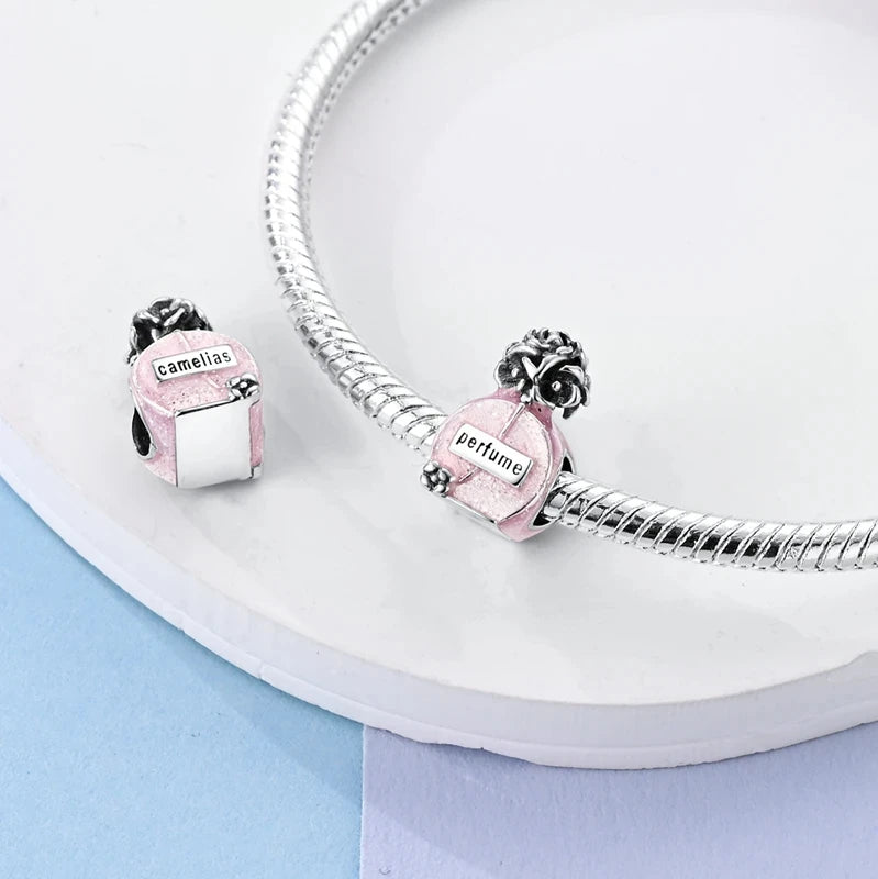 100% S925 Silver Butterfly Daisy Rose Crown Perfume Charms Beads Fit Pandk Original Bracelets DIY Fine Women Jewelry Making Gift