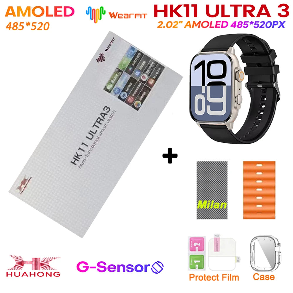 2025 HK11 ULTRA 3 Smartwatch 49mm HD AMOLED 4G ROM Bluetooth Network ChatGPT Call Robot Clock NFC Compass Men Women Smart Watch