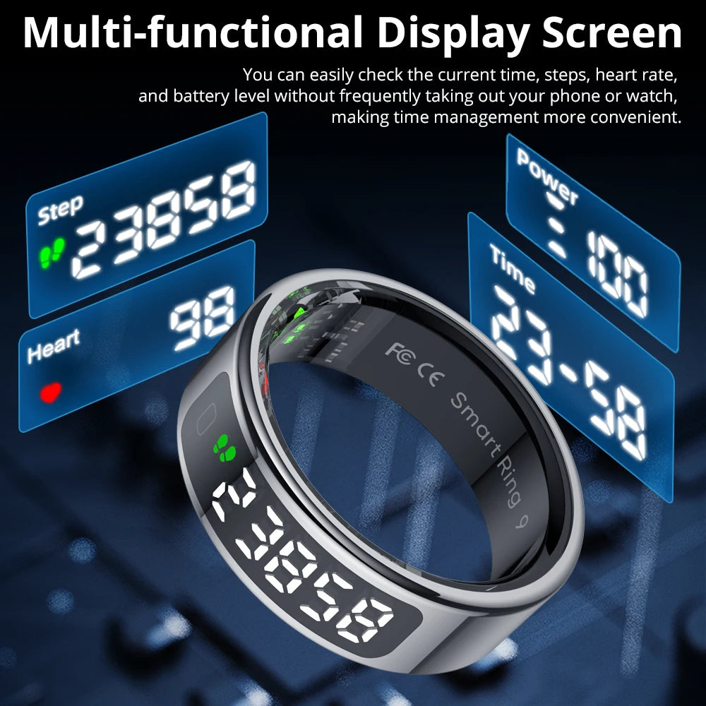New COLMI R12 Smart Ring, Wireless Charging, Display and Touch, Health Manager, Multi Sports Modes For Men Women, Gold, Silver