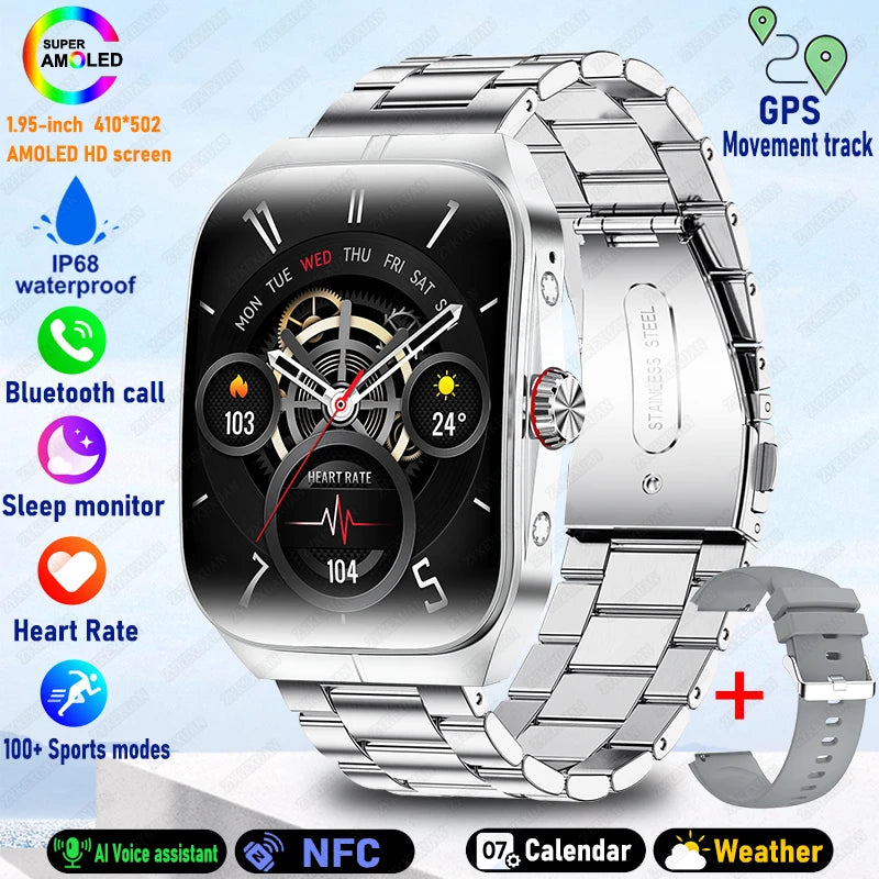 2025 New For OPPO Men Smart Watch Bluetooth Call Sports Watch Heart Rate NFC Waterproof Sports Women Smart Watch For Android iOS