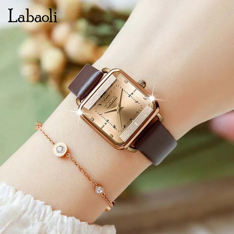 Women Watches Fashion Green Square Leather Quartz Watch High-Quality Luxury Waterproof Ladies Wristwatch Girlfriend Gift