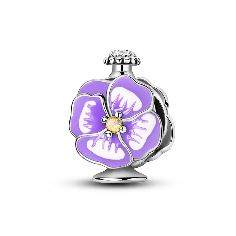 100% S925 Silver Butterfly Daisy Rose Crown Perfume Charms Beads Fit Pandk Original Bracelets DIY Fine Women Jewelry Making Gift