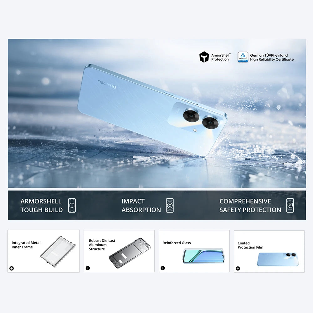 realme Note 60 4+256GB 6.74'' 90Hz Display Phone 32MP Clear Camera 5000mAh IP64 Waterproof Drop Resistant All-round Protection