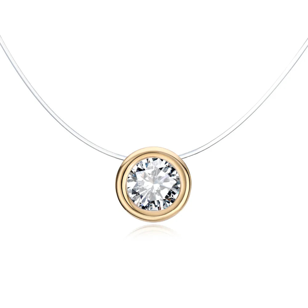 1 Pcs Fashion Alloy Contain Invisible Stone Necklace Gold Metal Color Transparent Clavicular Chain Necklace For Women N18-T2