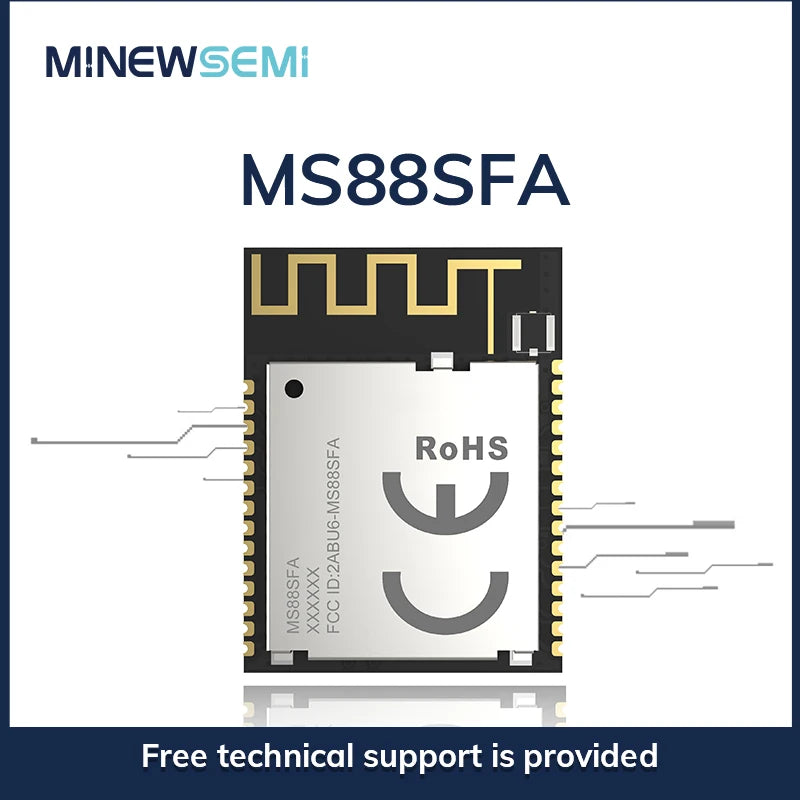 MS88SFA nRF52833 Module 29 GPIO 600 M Long Rang -96dBm to 4.9 mA Low Power Built-in PA/LNA PCB Antenna