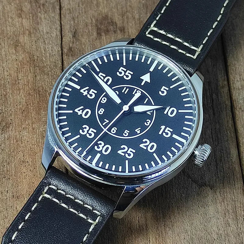 40mm Fashion Men's Army Pilot Watch Outdoor Waterproof Vh31 Movement Strong Luminous Large Dial Sapphire Glass Stainless Steel